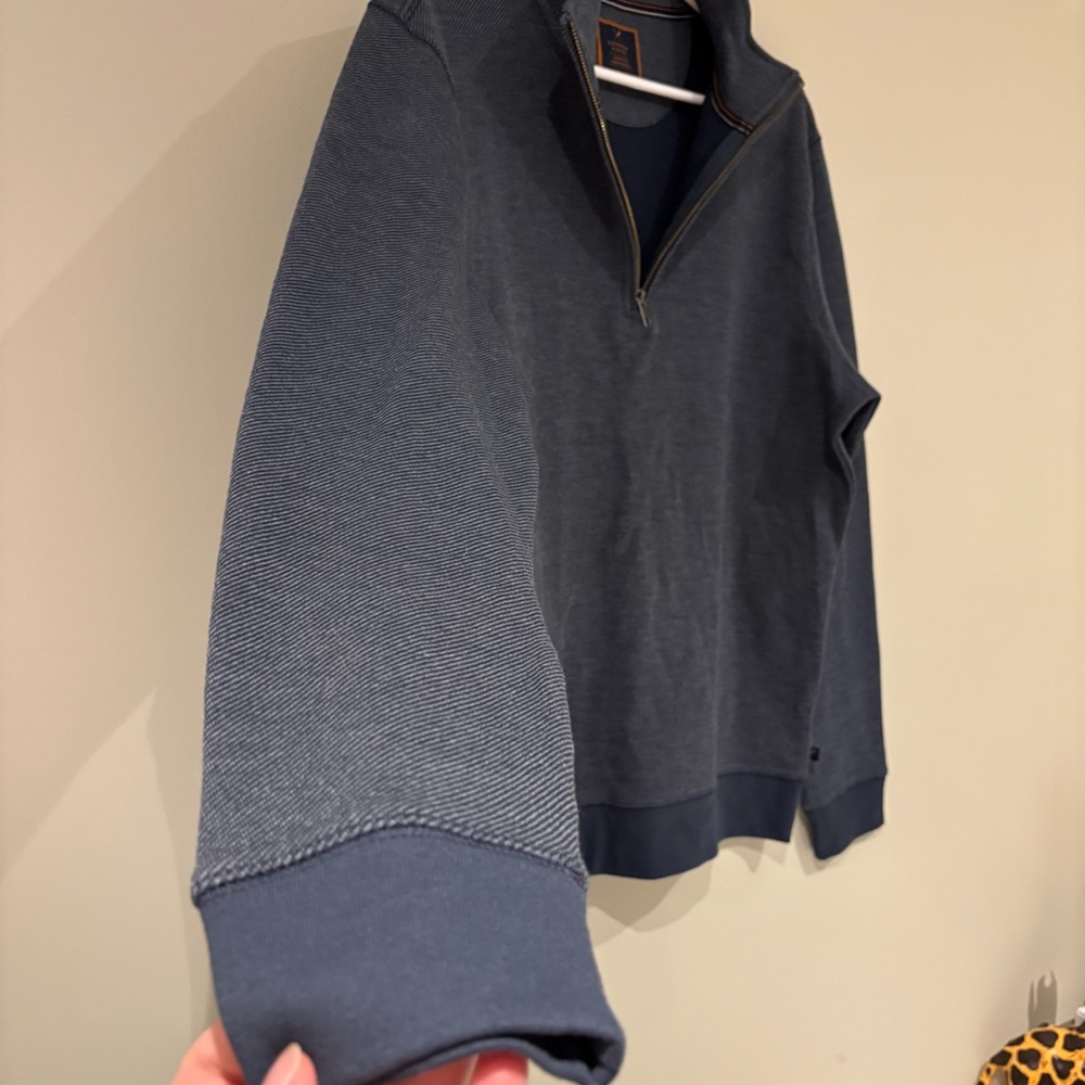 Denver Hayes Men's Dark Blue Half Zip-Up Sweater - Picture 6 of 7